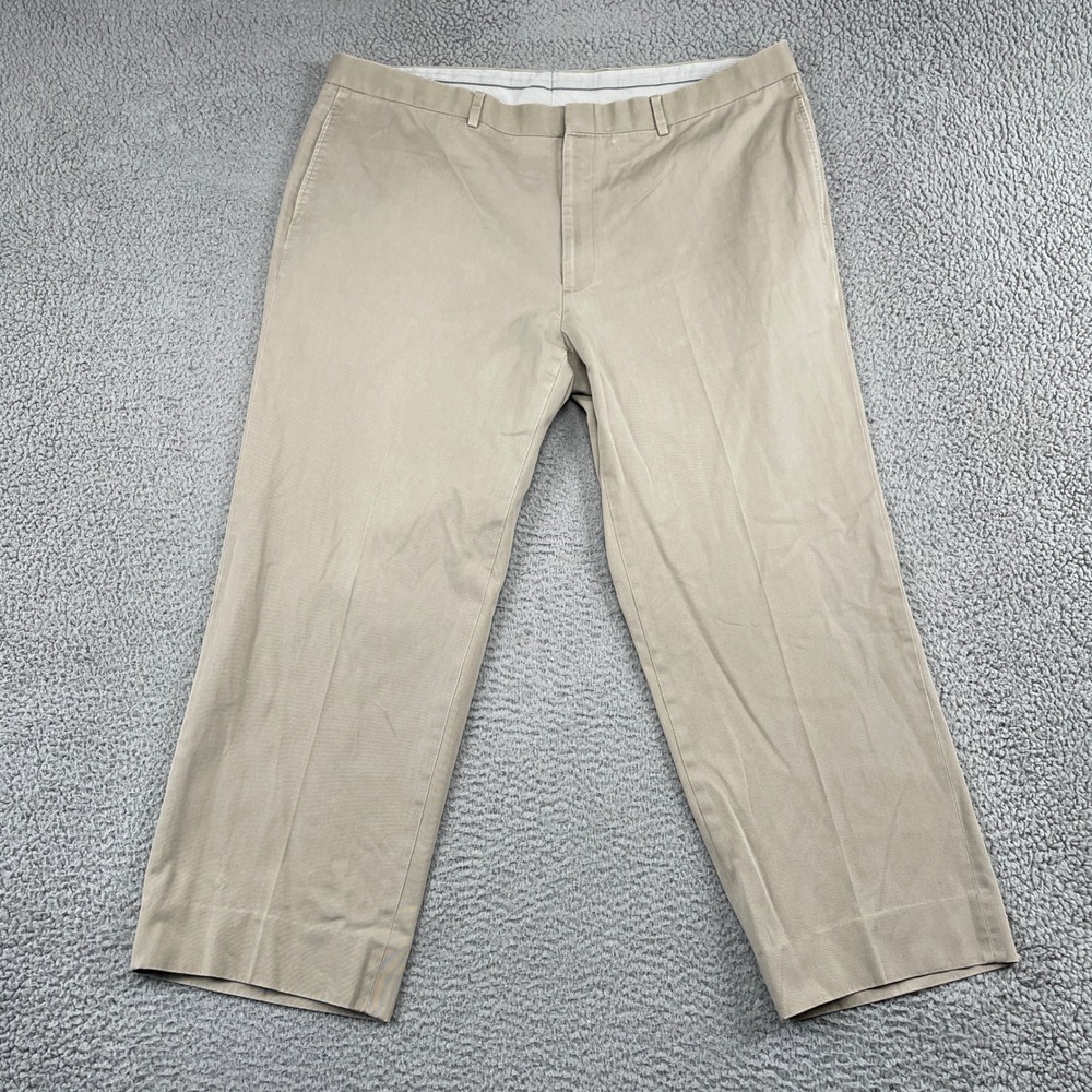 Brooks Brothers Chinos Men 42x28 Khaki Cotton Twill Flat Front Straight Pants